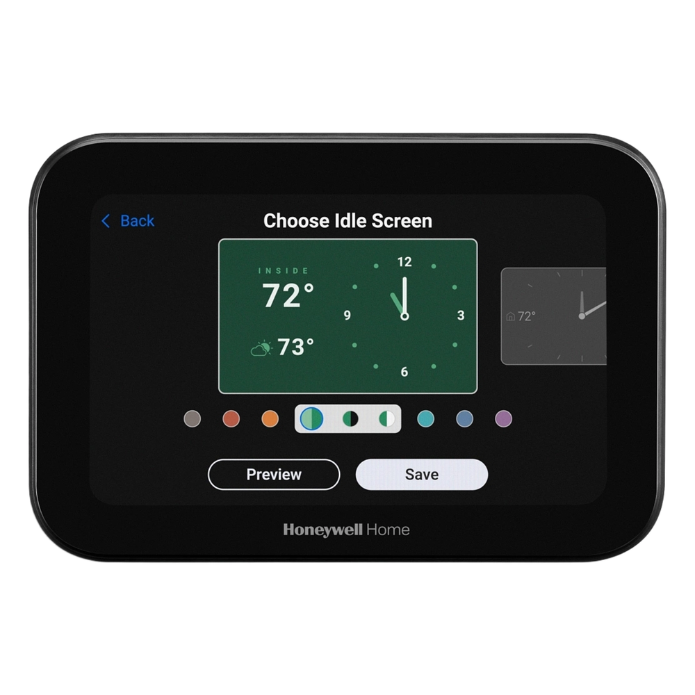 Termostato inteligente con pantalla táctil de 5 pulgadas, control de calidad de aire (IAQ), hasta 4H/2C bomba de calor, Wi-Fi, Bluetooth y Matter, color negro