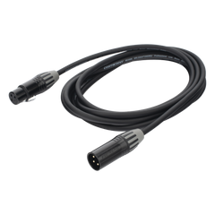 Cable XLR | 3 polos | Conector Hembra-Macho | Serie M | Carcasa Negra | Contactos Dorados | Ideal para Microfonía | Longitud 3m