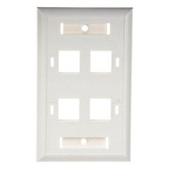 Placa de Pared de 4 Puertos, Keystone, con Espacio para Etiqueta, Color Blanco