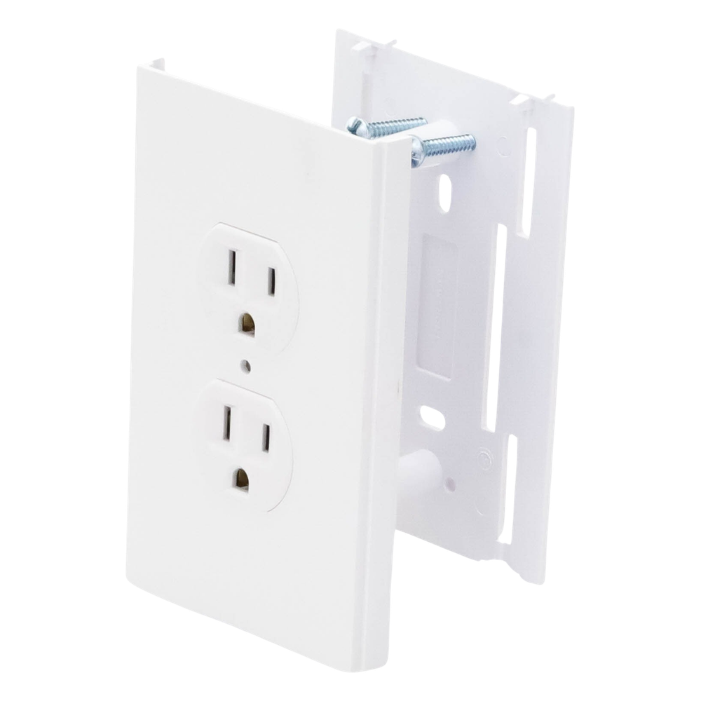 Contacto eléctrico doble, soporte y tapa color blanco de PVC auto extinguible,  para canaleta TEK100 (5591-10200)