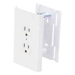 Contacto eléctrico doble, soporte y tapa color blanco de PVC auto extinguible,  para canaleta TEK100 (5591-10200)