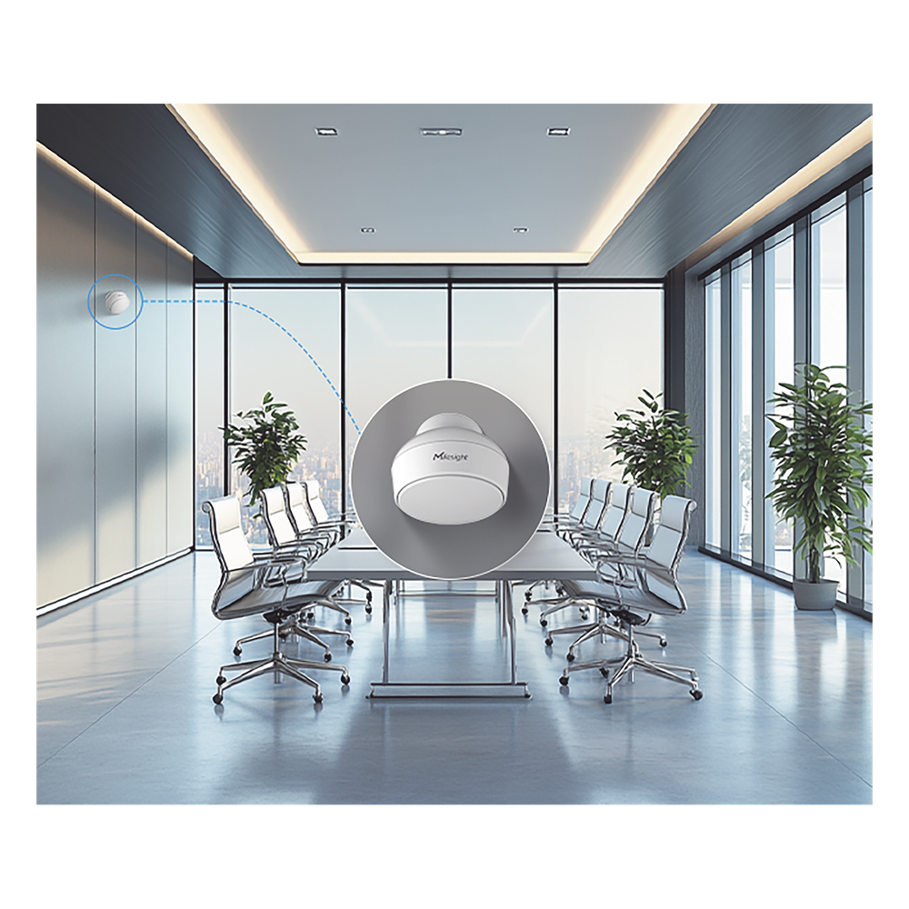 Sensor de Presencia y Ocupación LoRaWAN / Detección Dual PIR + Radar / Sin Cámaras / Batería 5 Años / NFC + Bluetooth / Salas de Juntas y Oficinas