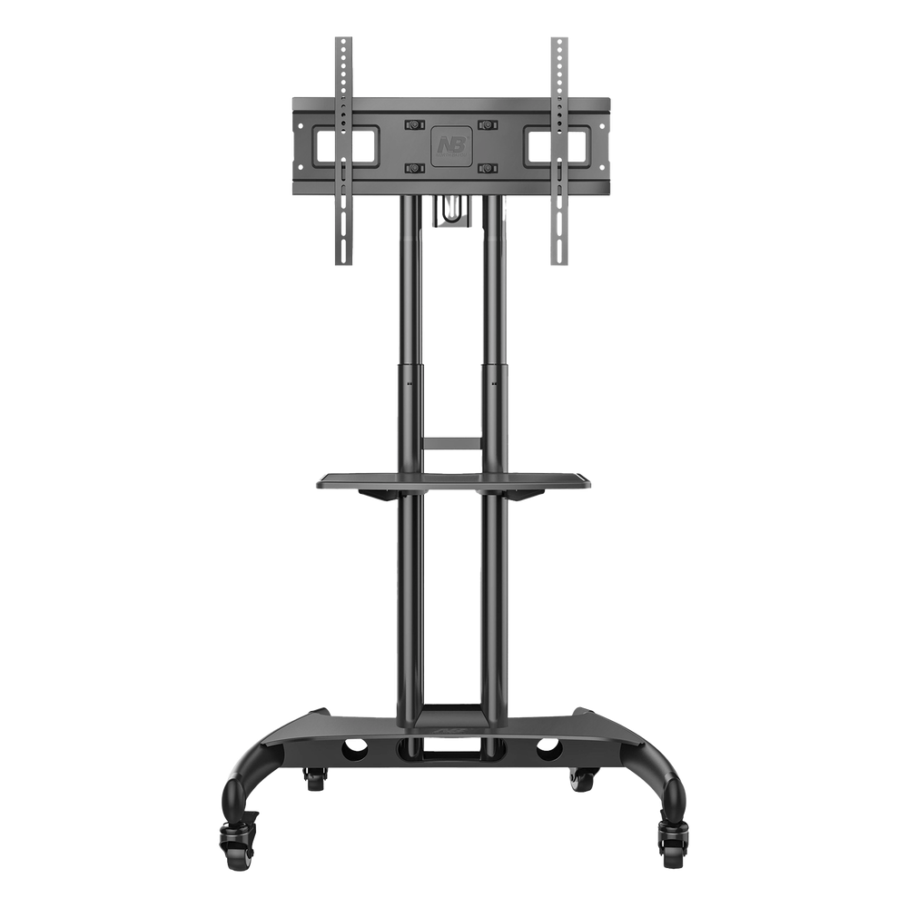 Soporte de Pantalla con Ruedas AVA1500601PNB / Compatible con Monitores de 32" a 75" / VESA 200x200 a 600x400 mm / Carga 45.5 kg (100 lbs) / Altura Ajustable 1120-1520 mm / Base para Accesorios / 4 Ruedas 360°