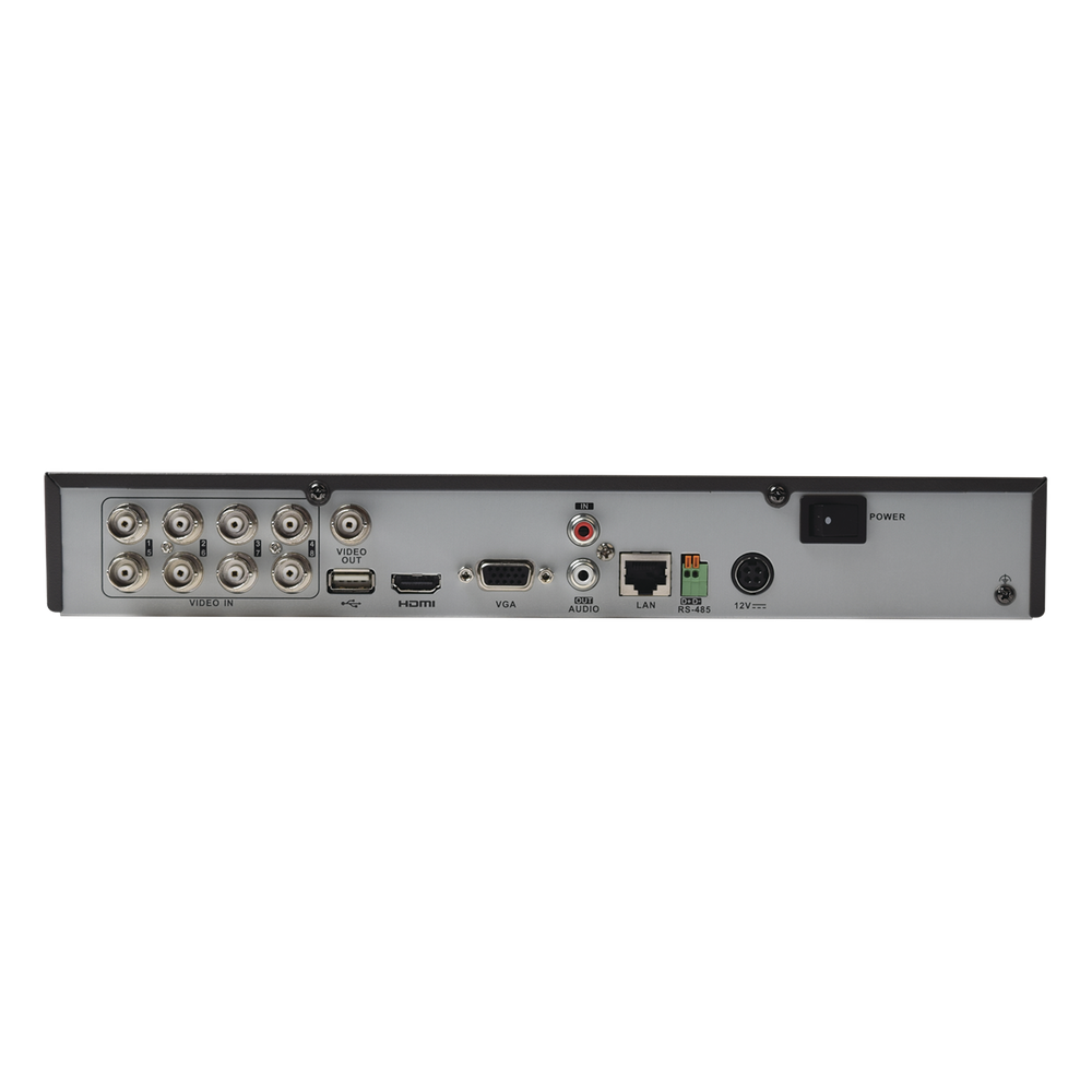 KIT TurboHD 1080p / DVR 8 Canales / 4 Cámaras Bala (exterior 2.8 mm) / 4 Cámaras Eyeball (exterior 2.8 mm) / Transceptores / Conectores / Fuente de Poder Profesional hasta 15 Vcc para Largas Distancias