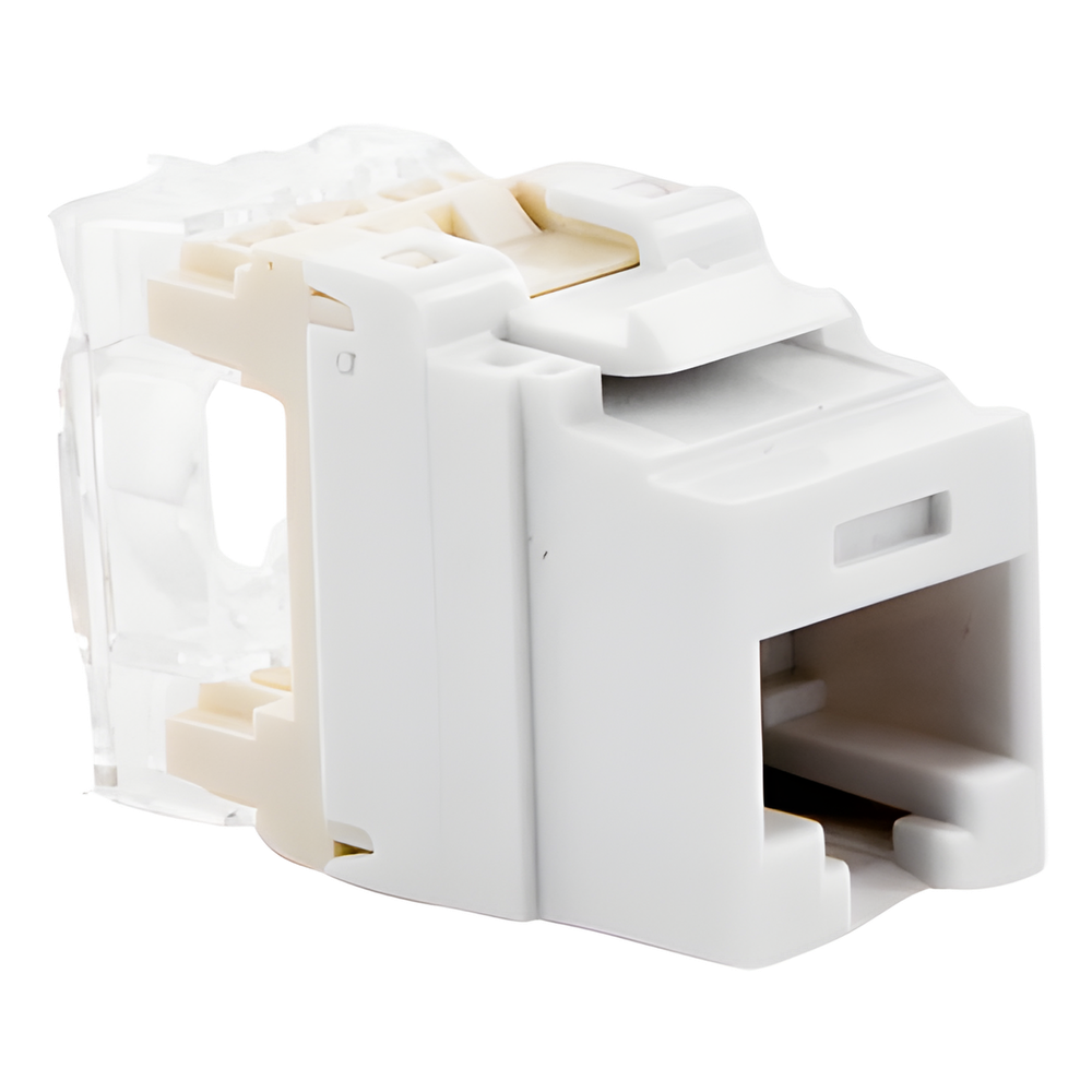Conector Jack Estilo 110 (de Impacto), Tipo Keystone, Categoría 5e, de 8 Posiciones y 8 Cables, Color Blanco
