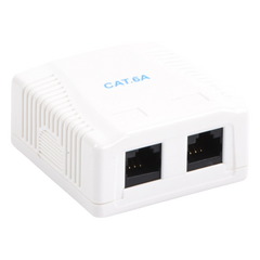 Caja de Pared con 2 Puertos, Incluye 2 Jacks UTP Cat6A