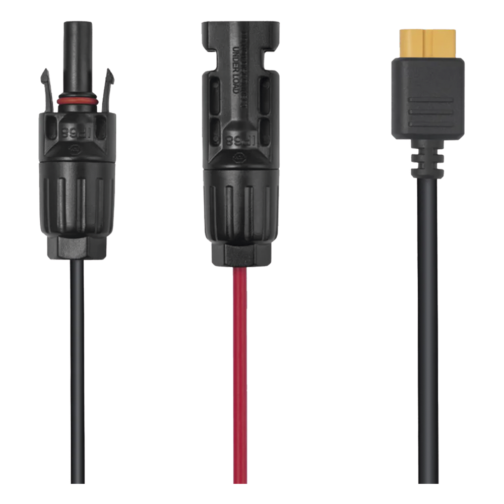 Cable 2.5 m, Negro, Calibre 12 AWG con Terminales MC4 Macho y Hebra para Terminal XT60