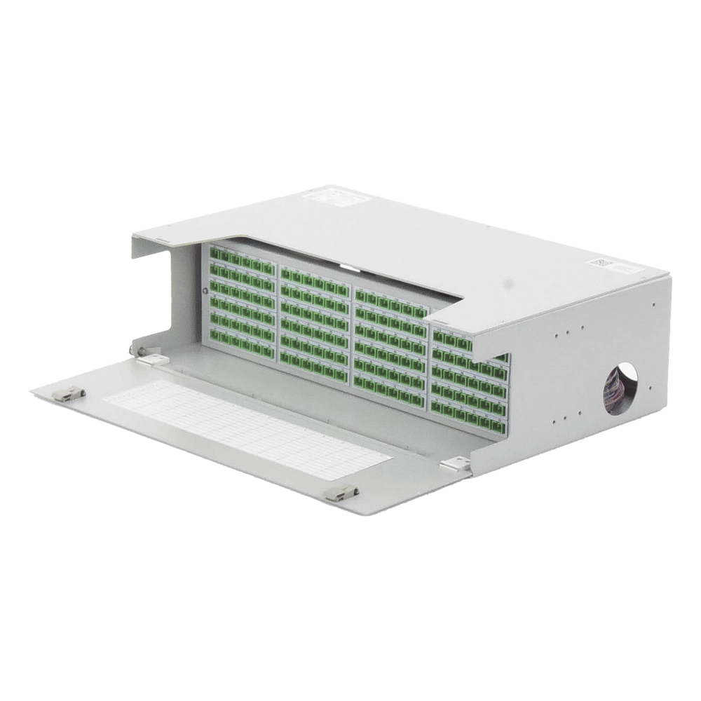 Distribuidor de Fibra Óptica para 144 Empalmes, con 144 Acopladores SC/APC y 144 Pigtails, 19, 5 UR