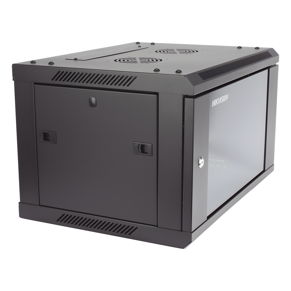 Gabinete para Montaje en Pared - Piso / Puerta de Cristal Templado / Cuerpo Fijo / 6 Unidades de Rack / 19" / Fabricado en Acero