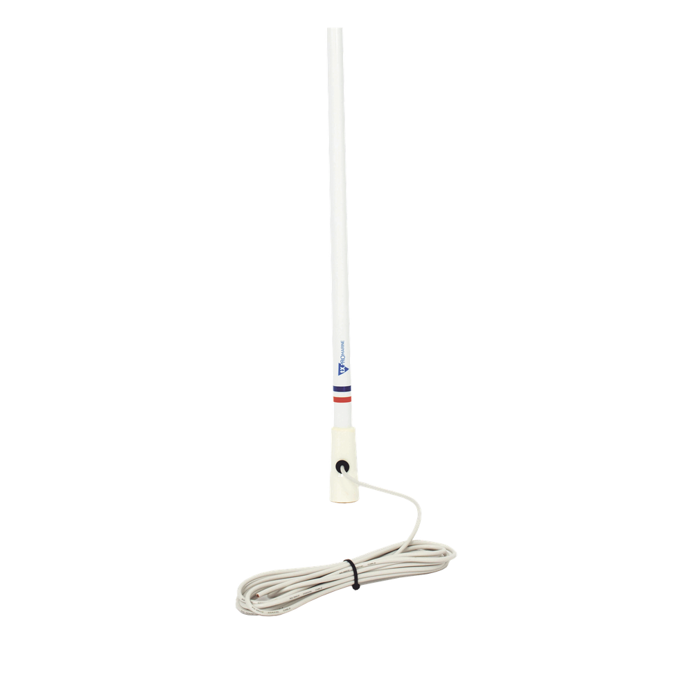 Antena Marina VHF / Fibra de Vidrio / 156-163 MHz / 6.5 dBi / Cable 10 m (32.8 ft) / PL-259 / Exterior IP67