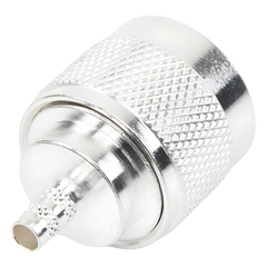 Conector Coaxial N Macho de Anillo Plegable para Cable RG-142/U, Plata/ Oro/ Teflón.
