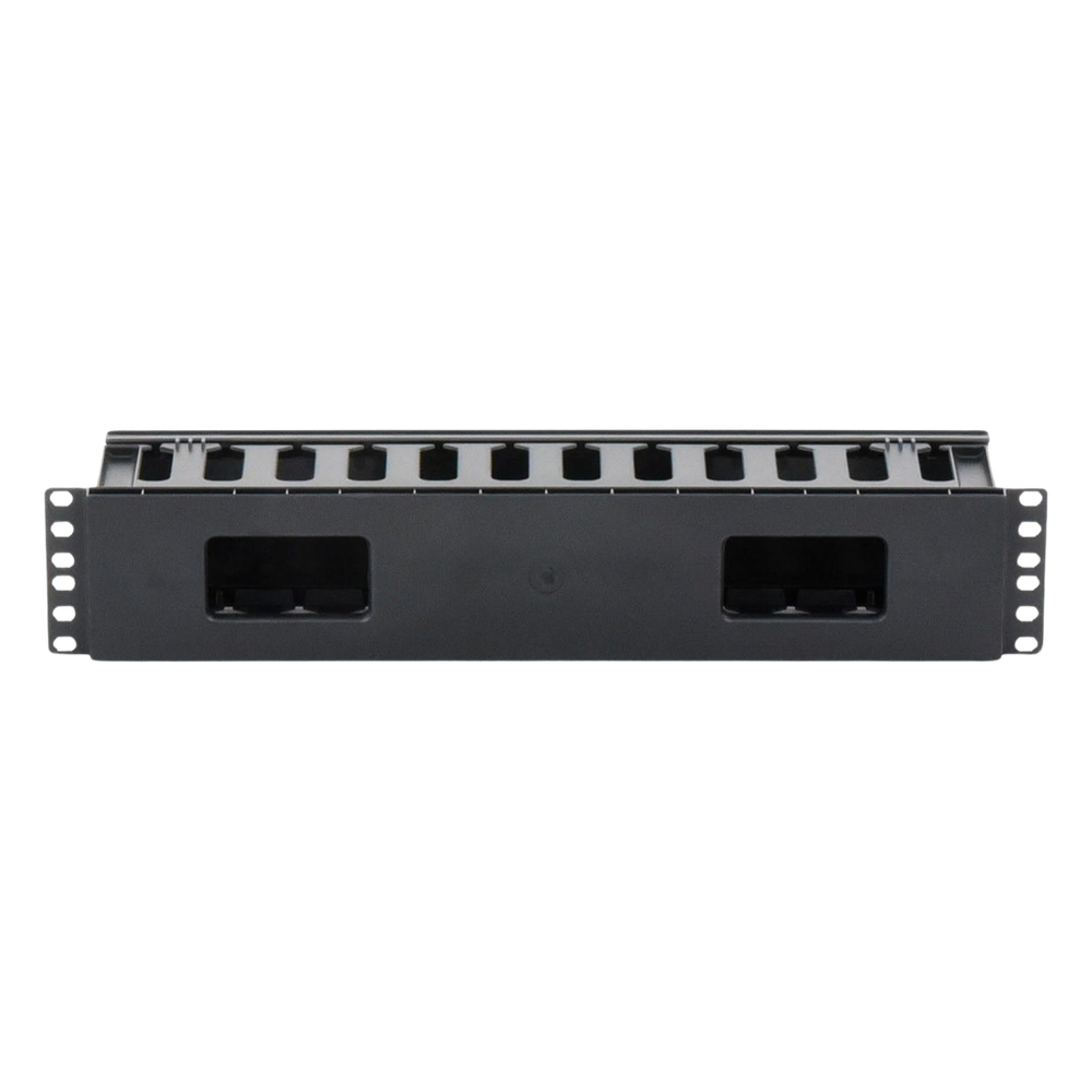 Organizador de Cables Horizontal de 2U para Rack de 19", Fabricado en Polímero Resistente a Deformaciones y Rayones