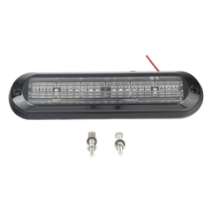 Luz Auxiliar, Ultra Brillante, IP67, 18 LEDs, Tricolor, Color Rojo/Claro/Azul, con mica transparente y bisel negro