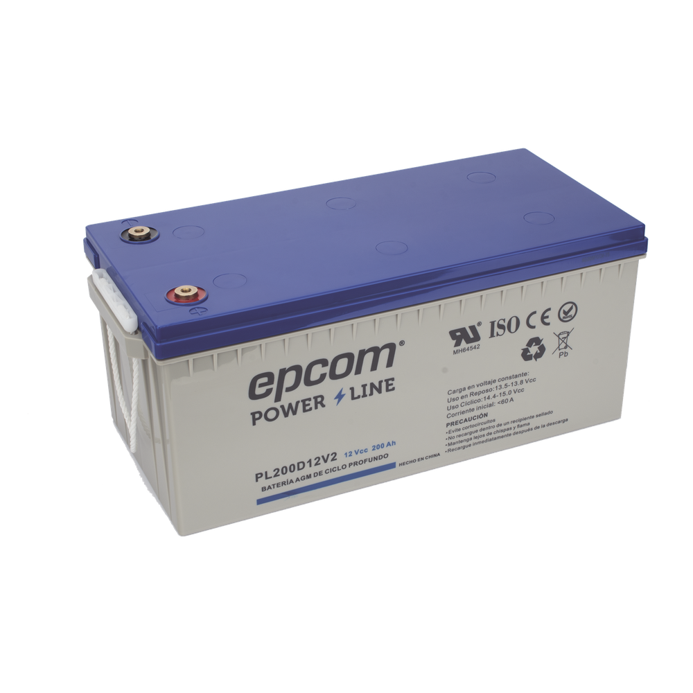 Batería de respaldo 12 V 200 Ah AGM | Certificada UL94-HB Retardo a la flama básica | Ciclo profundo | Para uso en aplicaciones fotovoltaicas y de emergencia | Terminales T5