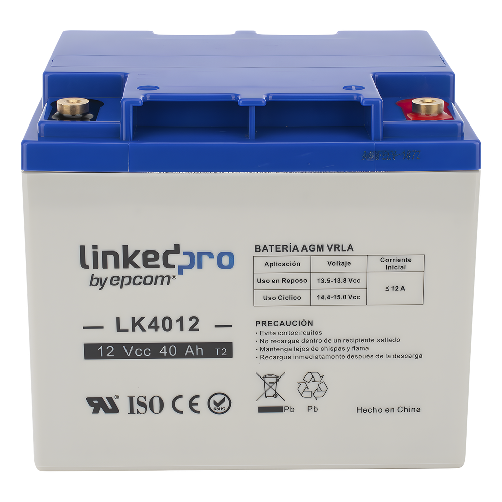 Batería de respaldo 12 V | 40 Ah | AGM | Especial para Seguridad Electrónica | UPS | Sistemas de Emergencia | Certificada UL | Vida útil 5 años | Terminales T2