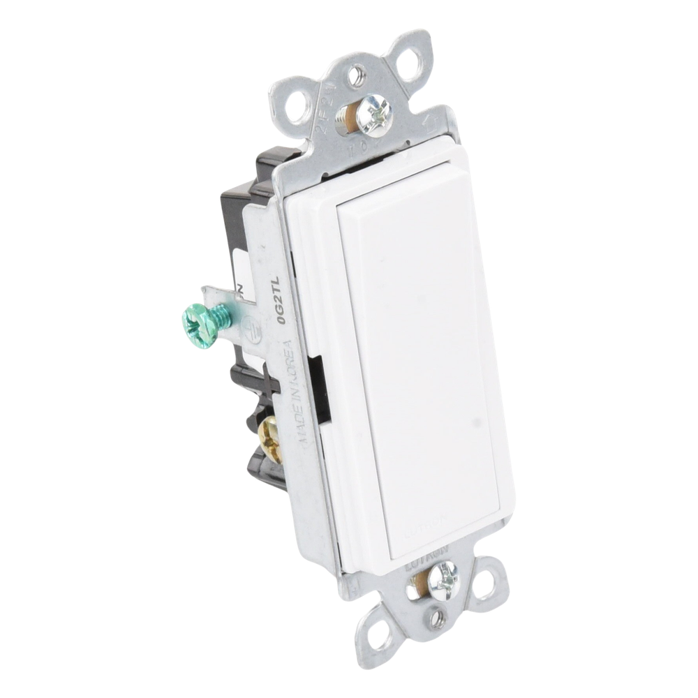 Apagador de pared Claro de 3 vías tipo paleta, 15 A, 120/277 V, para cargas generales de iluminación y motores, color blanco brillante