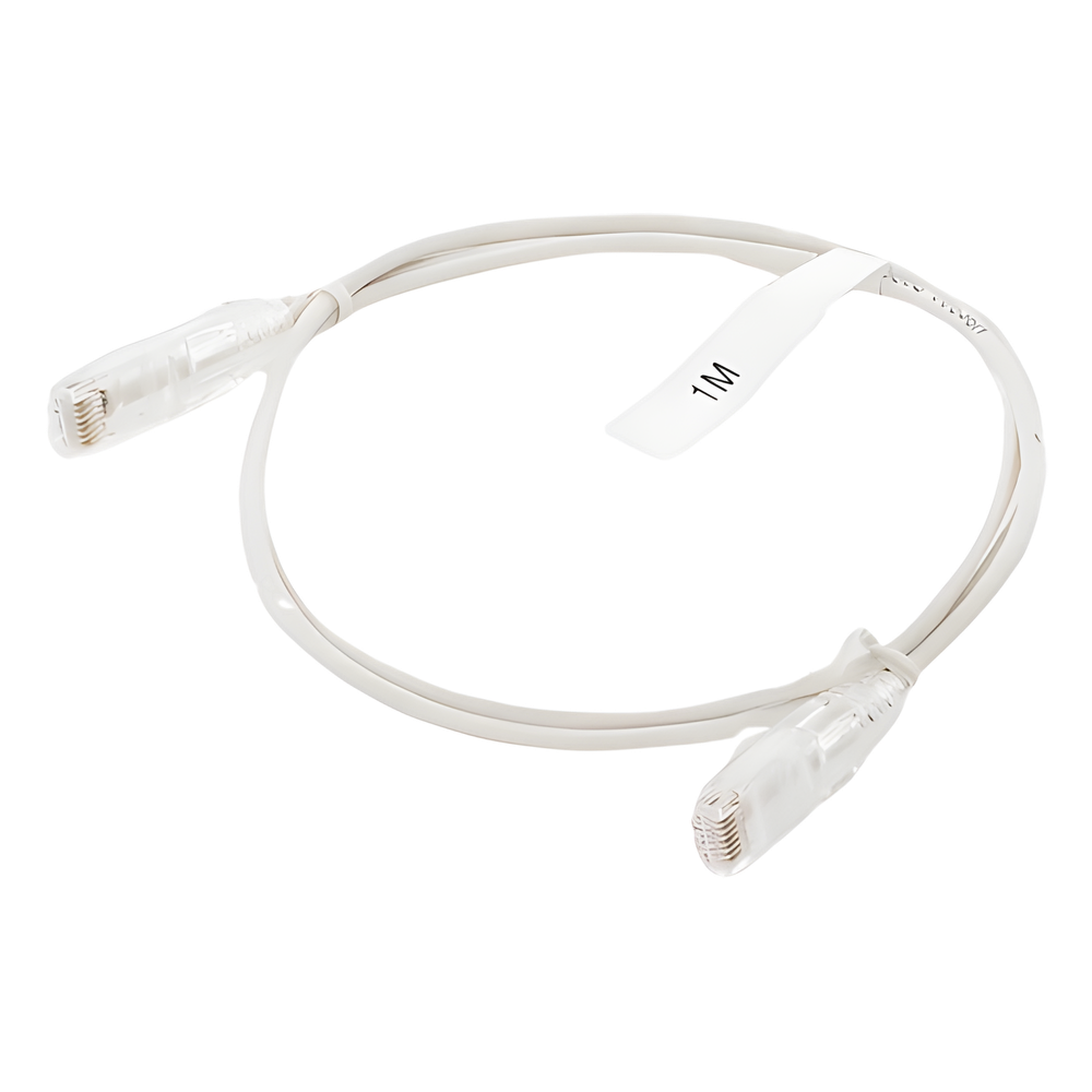 Cable de Parcheo Slim UTP Cat6 - 1 Metro (3.28 Pies), Blanco, Diámetro Reducido (28 AWG)