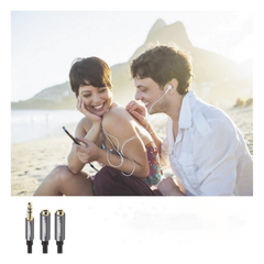 Cable Adaptador/Divisor de Audio de 3.5mm Macho a 2 Terminales de 3.5mm Hembra / 25 cm de Longitud / Cable TPE / Color Negro