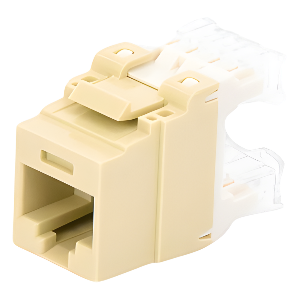 Conector Jack Estilo 110 (de Impacto), Tipo Keystone, Categoría 5e, de 8 Posiciones y 8 Cables, Color Marfil