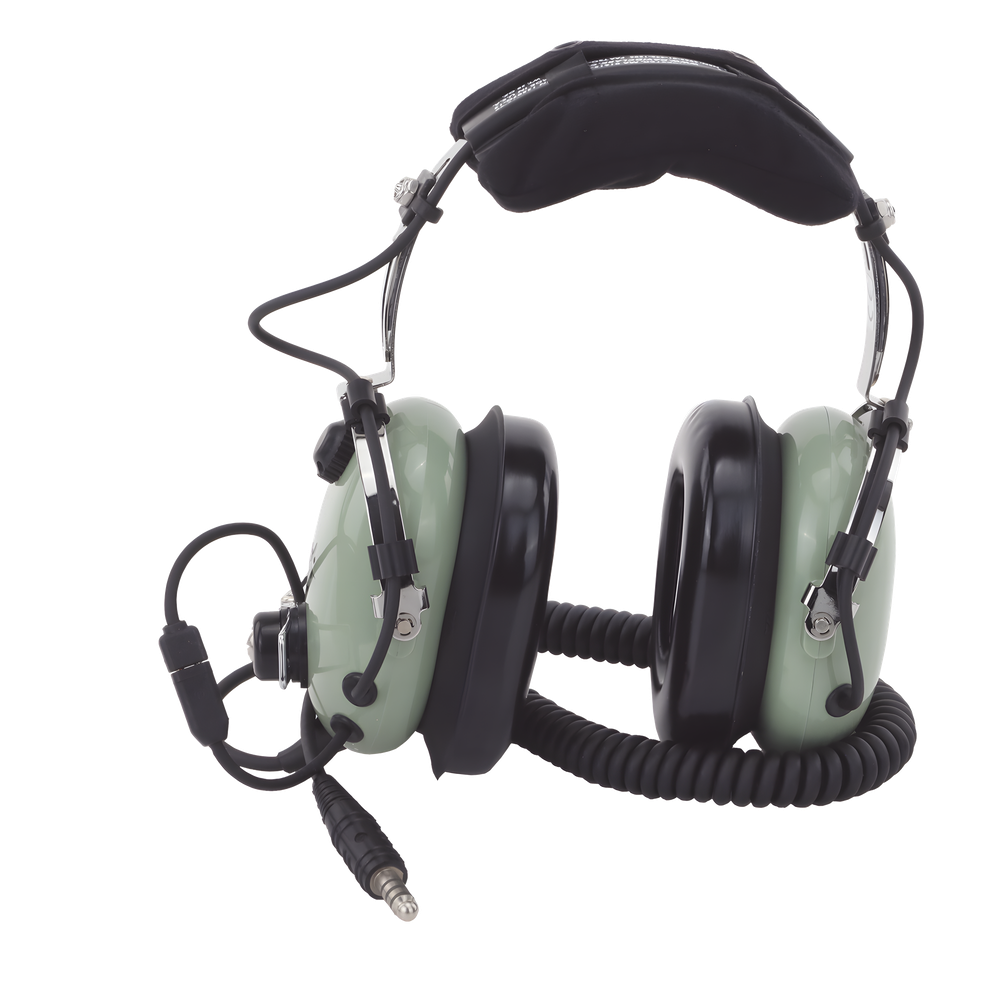 Auriculares de aviación, con micrófono, sobre la cabeza, helicóptero