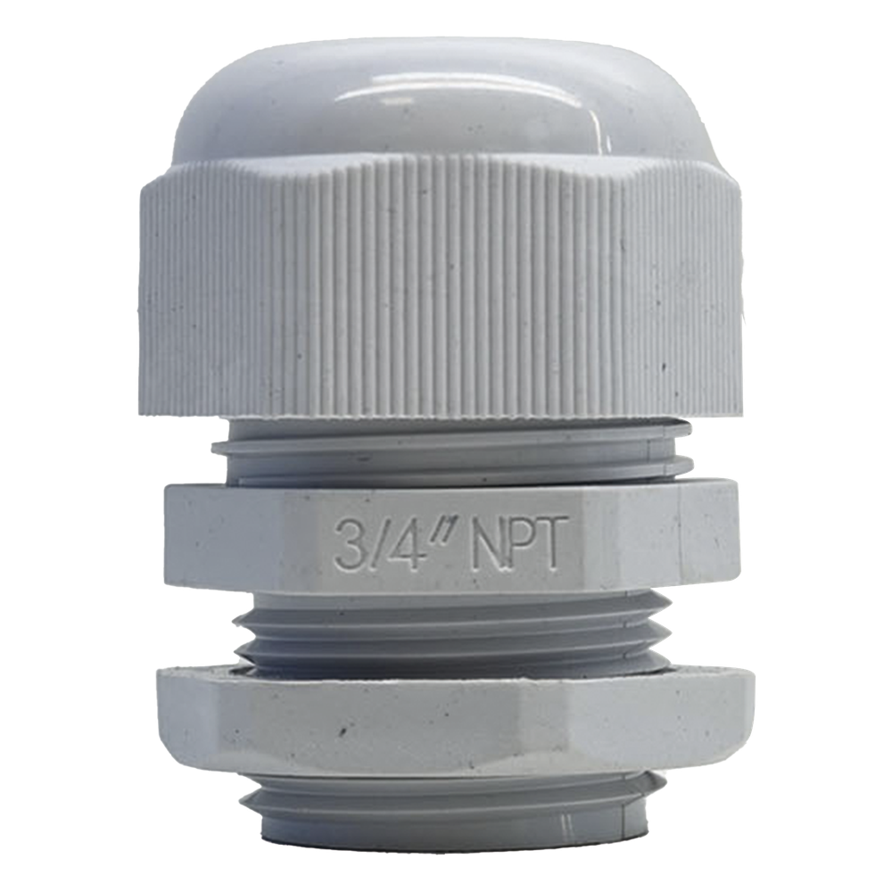 Conector Plástico Blanco Tipo Glándula para Rosca NPT 3/4"