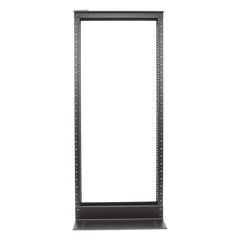 Rack de Dos Postes Estándar de 19 in, Rieles Numerados y Roscados #12-24, Fabricado en Aluminio, 24 Unidades de Rack, Color Negro