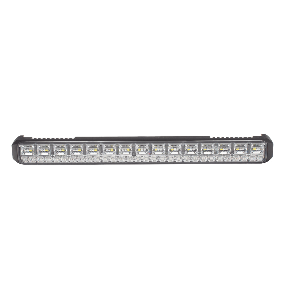 Luz Auxiliar de 45 LED, Top Rojo, Tricolor Rojo/Azul/Blanco, 11.42", Lente Transparente, SAE
