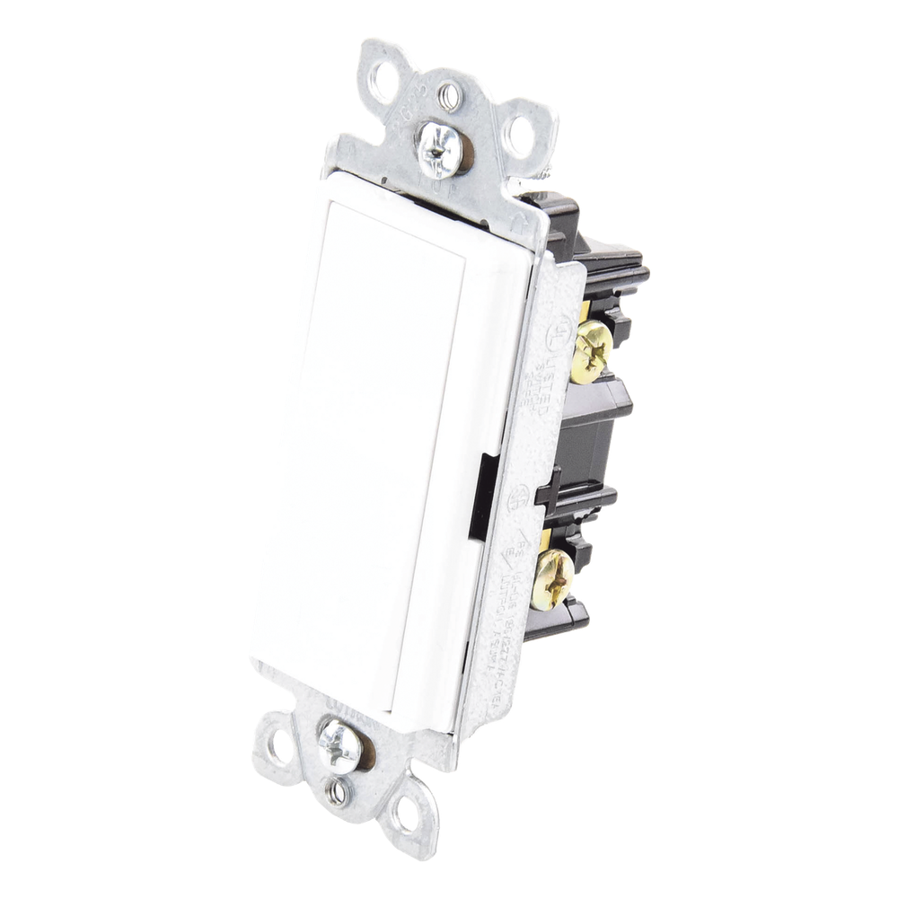 Apagador de pared Claro unipolar tipo paleta, 15 A, 120/277 V, para cargas generales de iluminación y motores, color blanco brillante