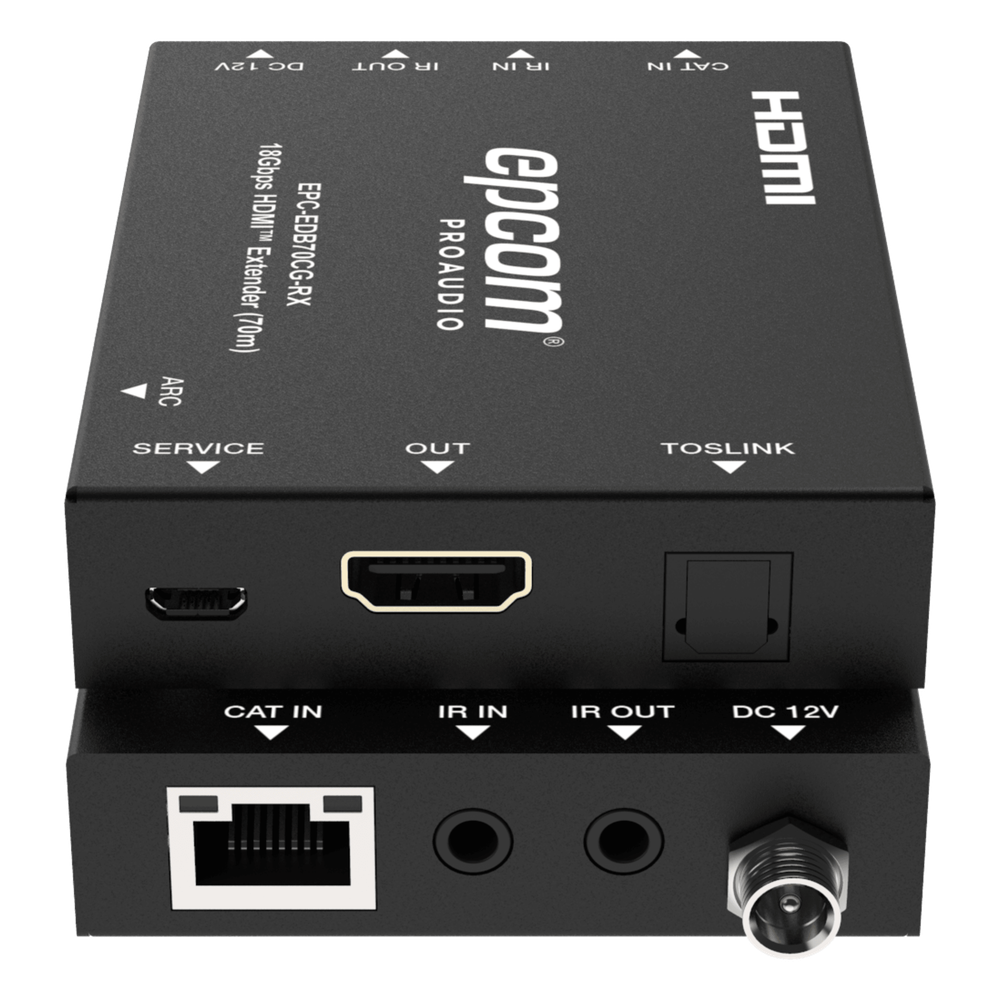 Extensor HDMI 4K@60Hz | PoC Bidireccional | HDR y Dolby Vision | Transmisión hasta 70m por CAT6 | Extractor Audio ARC Solo RX