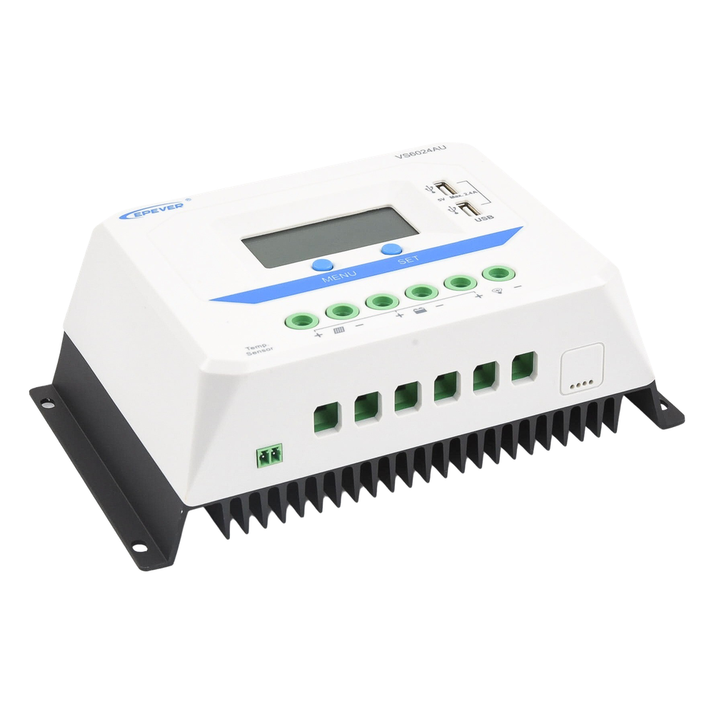 Controlador Solar PWM / 60A / 12/24V / Doble USB / Pantalla LCD / Tierra Positivo Común