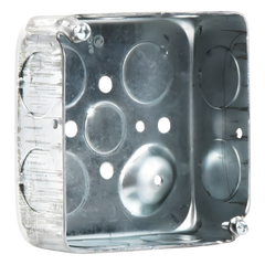 Caja Cuadrada 4 x 4"/Profundidad  1- 1/2"/ 11 Entradas de 3/4" y 1 de 1/2".