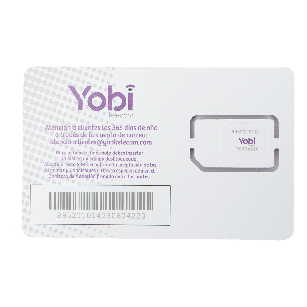SIM Yobi para dispositivos móviles 3G/4G con recarga de 10GB cada mes durante 1 año de servicio (solo datos)