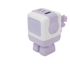Cargador RobotGaN de 65W Serie UNO | 3 Puertos de Carga Rápida | 2 USB-C | 1 USB-A | PD 3.0 | QC 4.0 | Carga Inteligente | Tecnología GaN II | Zapato Magnético Extraíble | Carcasa Ignífuga | Pantalla LED