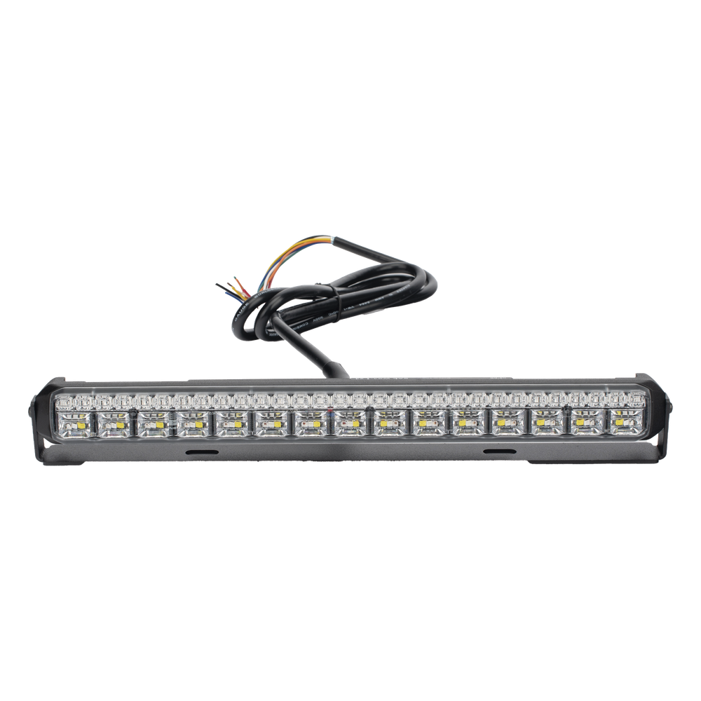 Luz Auxiliar de 45 LED, Top Rojo, Tricolor Rojo/Ambar/Blanco, 11.42", Lente Transparente, SAE