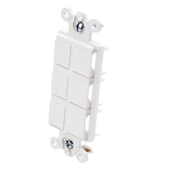 Marco de 6 puertos personalizable para conectores de red, fibra óptica, coaxial y telefonía, inserción a presión, color Snow satinado, serie Satin Colors