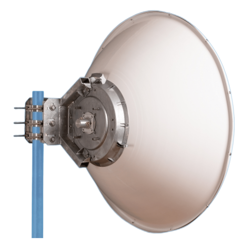 Antena direccional Alto Rendimiento / Parábola profunda para mayor aislamiento al ruido /4 ft / 4.9 a 6.1 GHz /  / Ganancia de 35 dBi / Soporte de acero inoxidable / Polaridad en 90 ° y 45 ° / Incluye montaje.
