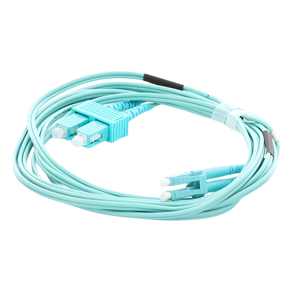 Jumper de Fibra Óptica Multimodo OM3 50/125 LC-SC OFNR (Riser), 2.0 mm, Dúplex, Aqua, 3 metros (9.84 pies)