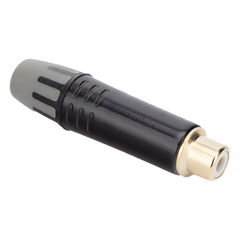 Conector Hembra RCA | Carcasa Enchapada en Negro | Contacto Enchapado en Oro | Cable OD 3.5-6.5mm