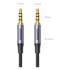 Cable Auxiliar de 3.5mm / Cable Audio Estéreo / Núcleo de Alambre de Cobre Esmaltado / Carcasa de Aluminio Azul + Nylon Trenzado /  Soporta Micrófono / 2 Metros