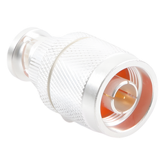 Adaptador en Línea, de Conector N Macho a BNC Macho, Plata/ Oro/ Teflón.