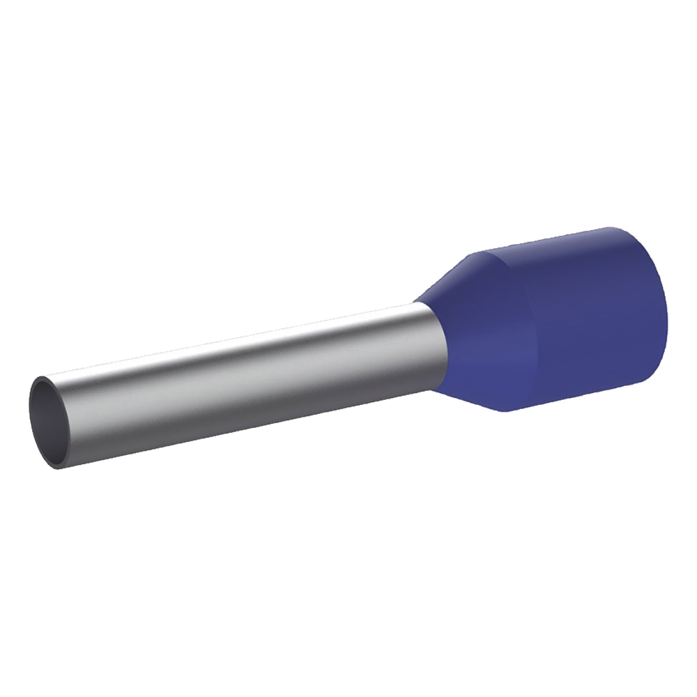 Ferrule Aislado PAN-TERM para Cable 14 AWG, Largo 12mm, DIN Color Azul. Paquete 500 Piezas