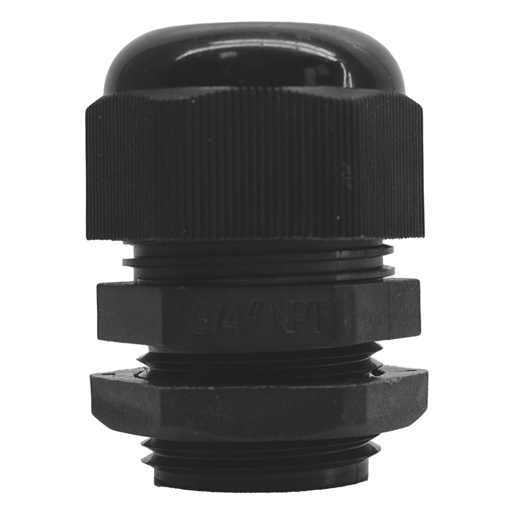 Conector Plástico Negro Tipo Glándula para Rosca NPT 3/4"