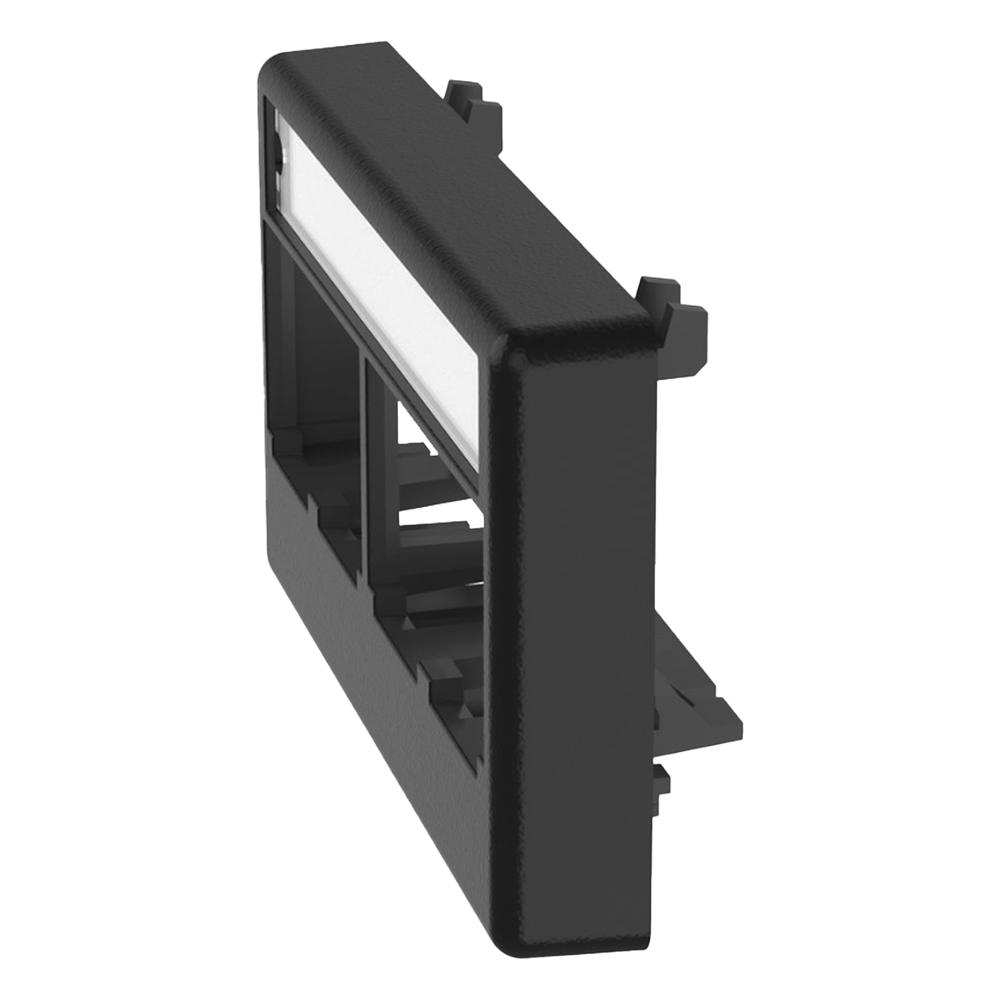 Placa de Mobiliario Modular Estándar, Salidas Para 4 Puertos Mini-Com, Con Espacio Para Etiquetas, Color Negro