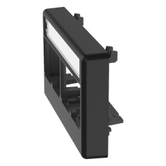 Placa de Mobiliario Modular Estándar, Salidas Para 4 Puertos Mini-Com, Con Espacio Para Etiquetas, Color Negro