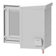 Gabinete de Exterior con Rack de 19" de 16U con Ventiladores y Termostato, Se envía el Gabinete Armado. (Montaje a poste o torre se vende por separado).