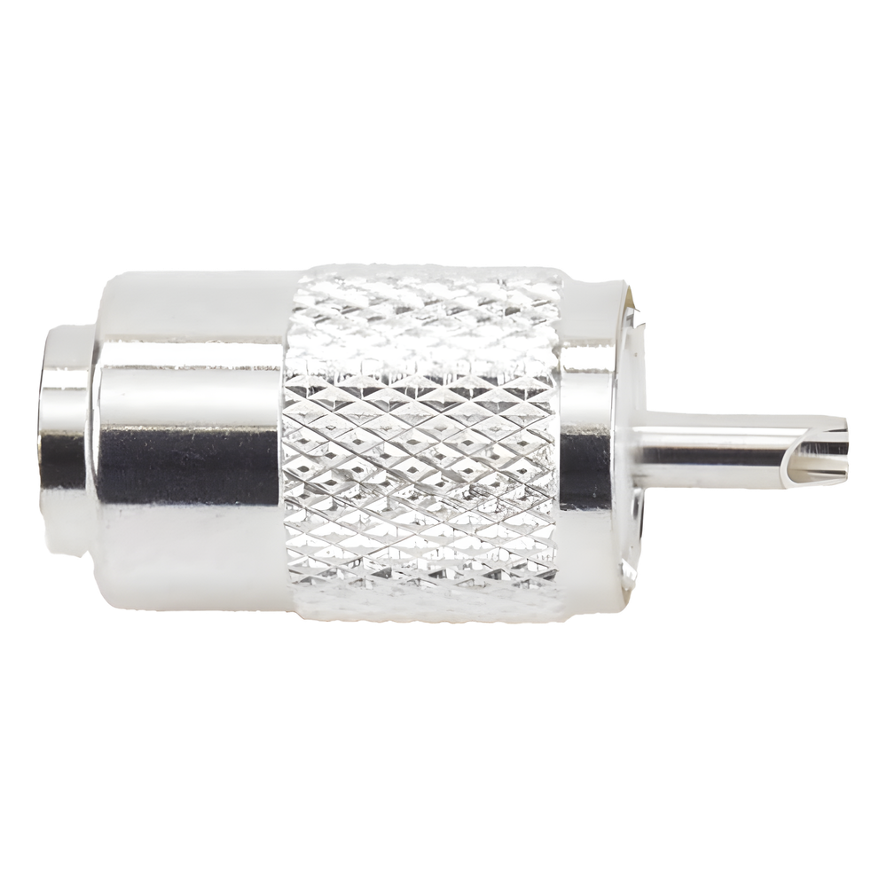 Conector UHF Macho (PL-259) para Cables RG-8/U, RG-8U-SYS, 8237, 8267, 8268, 9913, CTN-400, 7810, 8214, 7810A, RFLASH-1113, LMR-400, Plata )/ Plata/ Teflón.