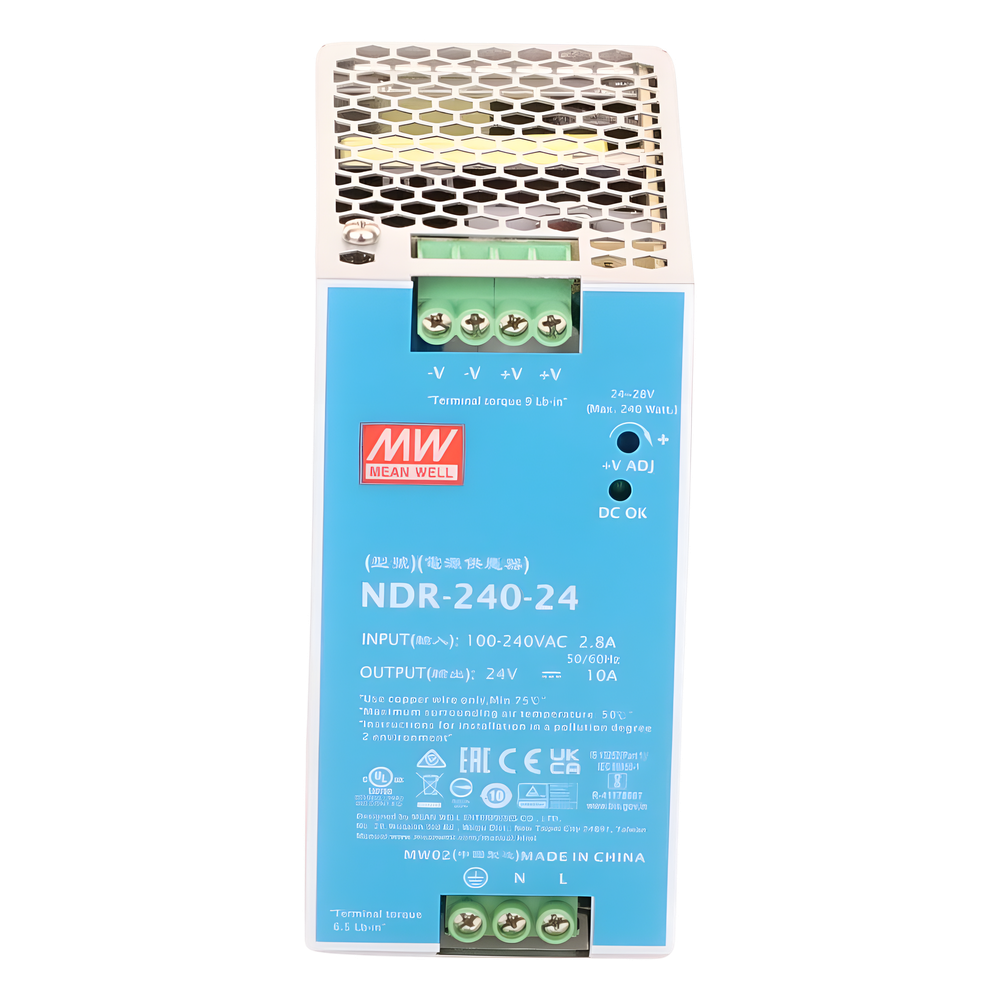 Fuente de poder industrial para riel DIN / 240W / 24Vcc / 10A / Entrada: 90-264Vca