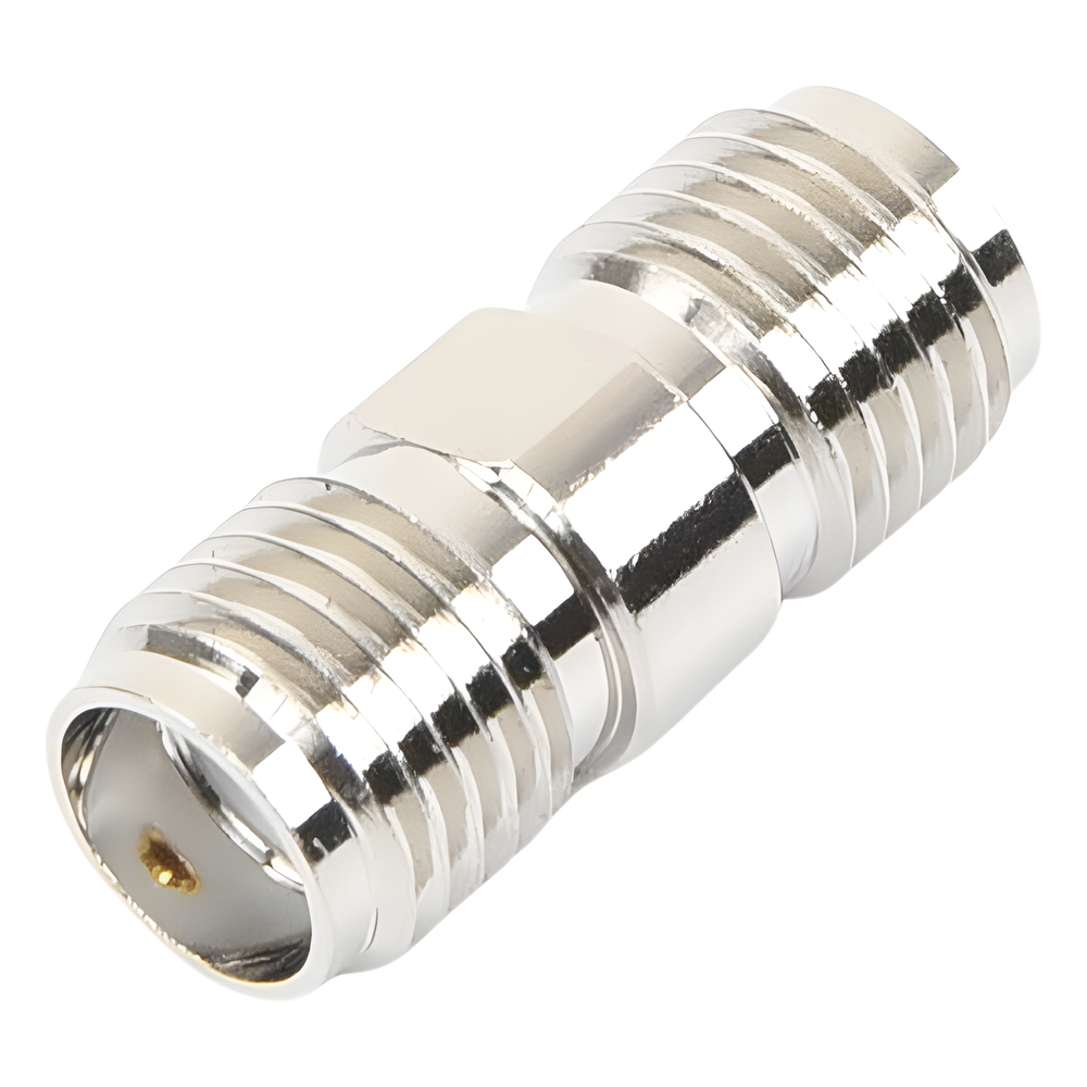 Adaptador en Línea tipo Barril, de Conector SMA Hembra a SMA Hembra, Níquel/ Oro/ Teflón.