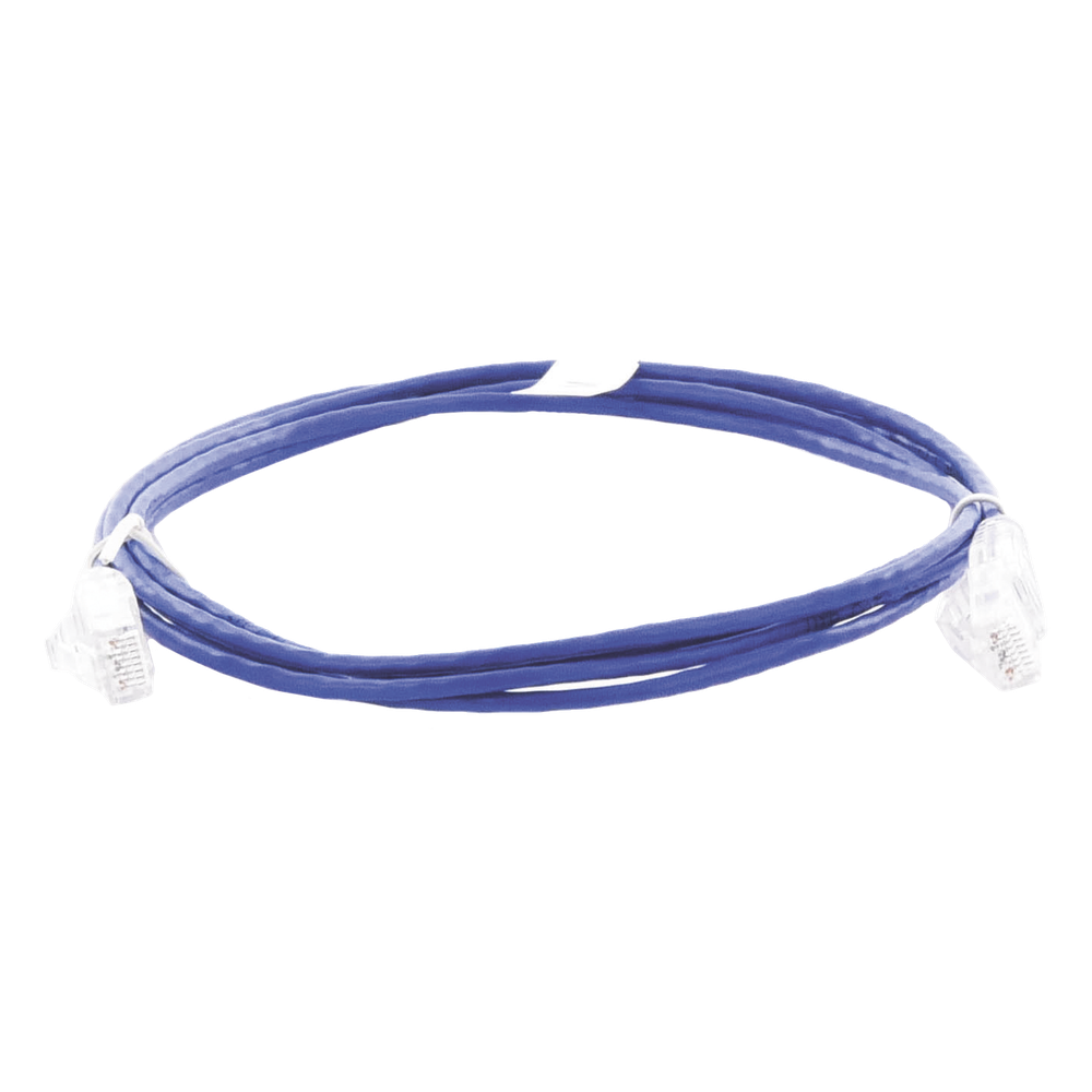 Cable de Parcheo Slim UTP Cat6 - 2 Metros (6.56 Pies) Azul Diámetro Reducido (28 AWG)