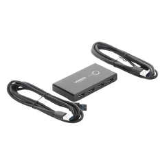 Conmutador USB para Compartir 4 Puertos USB 3.0 a 2 PC Ìs | Cambio Mediante Botón | Incluye Dos Cables USB de 1.5 m | ABS | Permite que 2 Usuarios Compartan 4 Dispositivos Periféricos USB3.0, como una impresora, un escáner, etc.